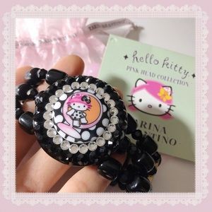 Tarina Tarantino Hello Kitty Pink Head Collection Black Sparkling Bracelet